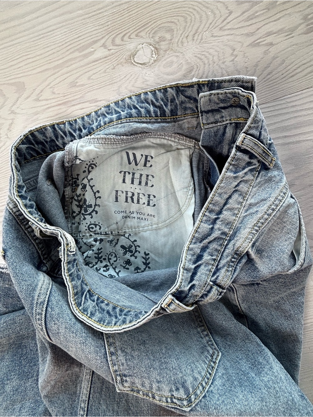 Free People We The Free Come As You Are Denim Maxi Skirt Size 14 NWOT - Picture 6 of 6